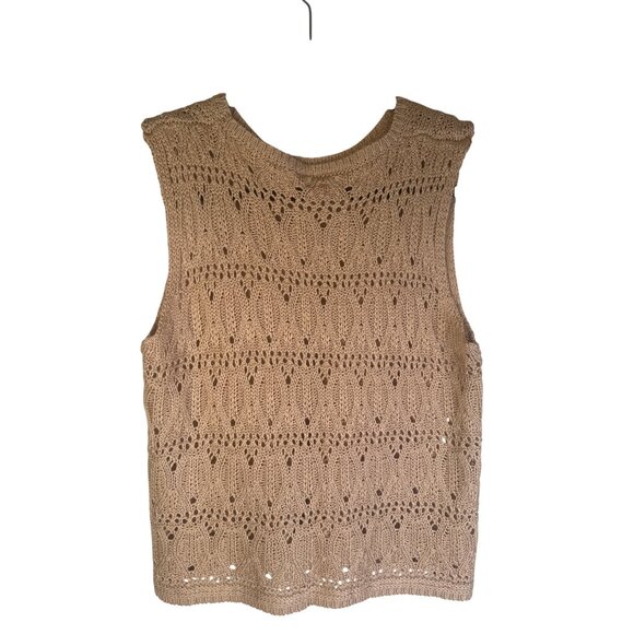 2/$30 MOD Vintage-Inspired Large Beige Crochet Knit Top Acrylic Wool Blend NWOT - Picture 3 of 12